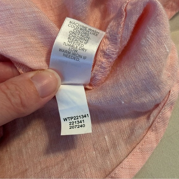 J Jill Love Linen Womens Size M Soft Pink Long Sleeve Button Up Tunic Blouse Top - Picture 7 of 9